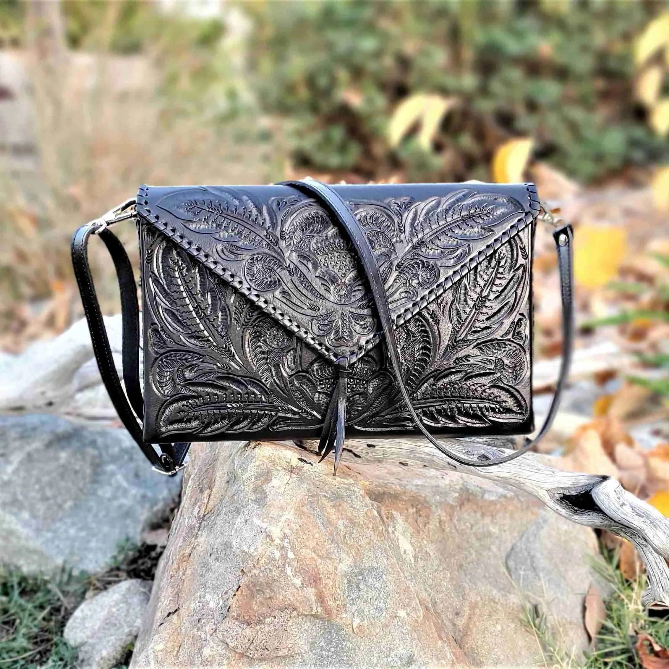 Tooled Leather Crossbody — Ciselé